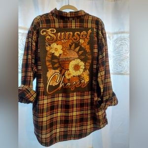 SUNSET CHASER SZ XL UPCYCLED FLANNEL